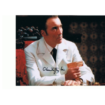 Sir Christopher Lee AUTOGRAPH Man With the Golden Gun SIGNED IN PERSON 10x8 photo Sir Christopher Lee AUTOGRAPH Man With the Golden Gun SIGNED IN PERSON 10x8 photo
